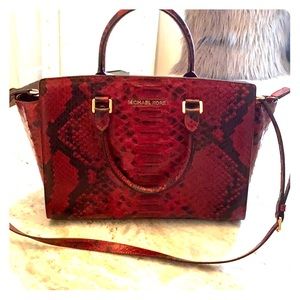 Michael Kors Red Snake Satchel